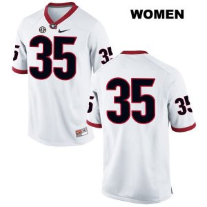 Women's Georgia Bulldogs NCAA #35 Brian Herrien Nike Stitched White Authentic No Name College Football Jersey MGQ0554GL